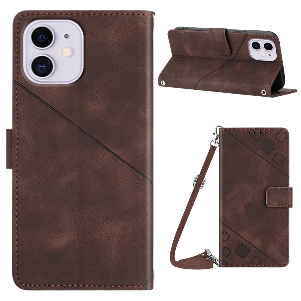 PT005 YB Imprinting Series-7 til iPhone 11 PU-lædertelefontaske med påtrykt tegnebogsstativ Anti-drop cover med skulderrem PT005 YB Imprinting Series-7 til iPhone 11 PU-lædertelefontaske med påtrykt tegnebogsstativ Anti-drop cover med skulderrem